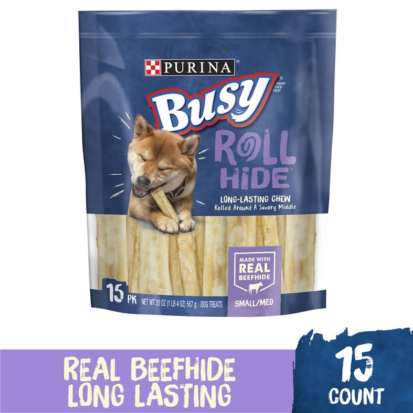 Purina Busy Rawhide Small/Medium Breed Dog Bones, Rollhide (20 oz