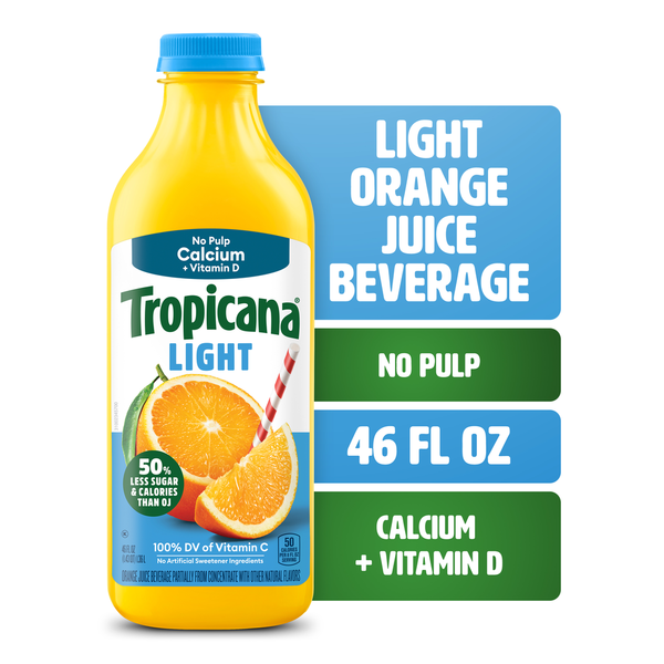 Tropicana Light Orange Juice Beverage, No Pulp, Calcium and