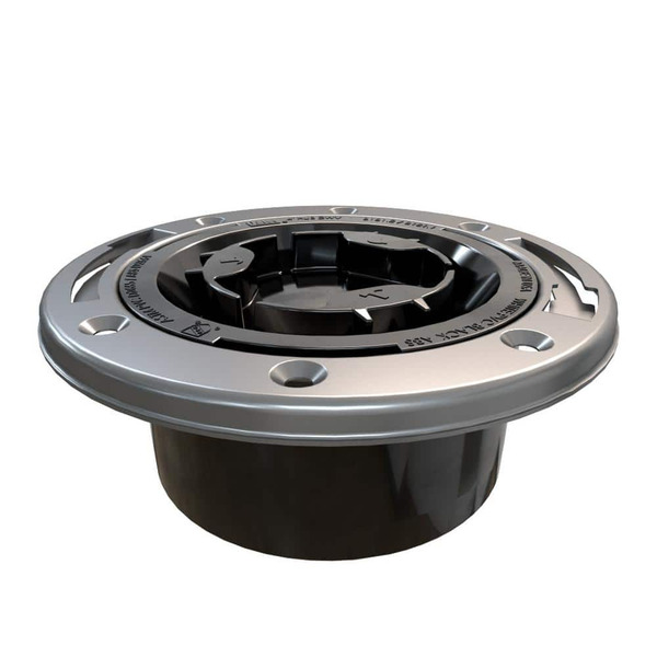 Oatey Fast Set 4 In. Abs Hub Toilet Flange With Test Cap And Stainless Steel Ring