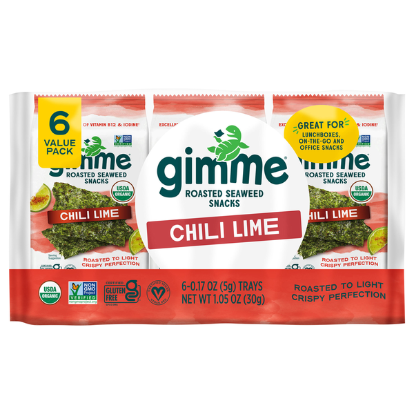 gimMe Roasted Chili Lime Seaweed Snacks Value Pack