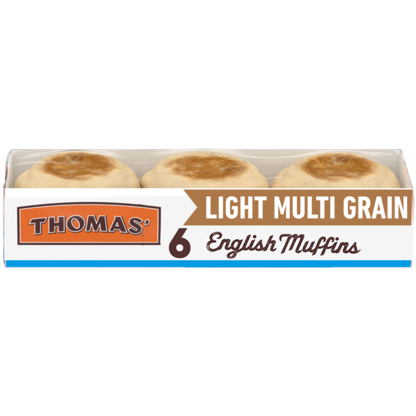 Thomas’ 6 ct, Light Multi-Grain, English Muffins, 100 Calories, English Muffins, 12 oz