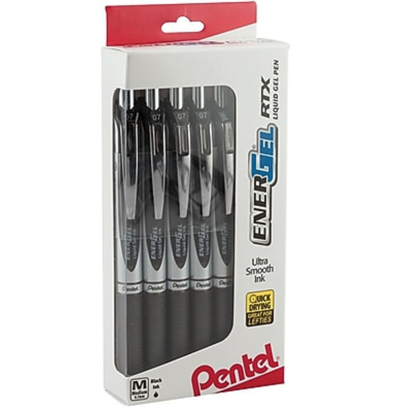 Pentel EnerGel RTX Black Retractable Liquid Gel Pen