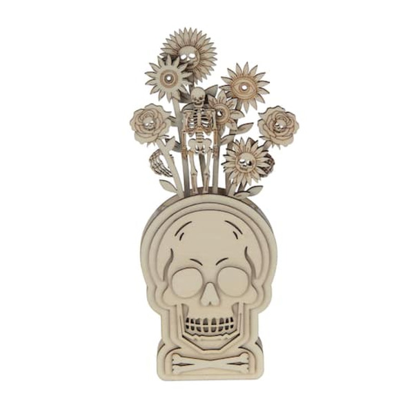 Make Market Skull With Flowers Layered DIY Wood Decor