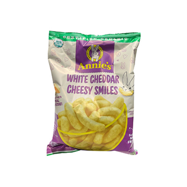 Annie's Organic White Cheddar Cheesy Smiles Baked Corn Puffs
