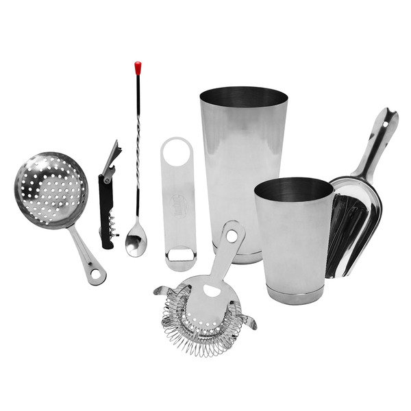 Tablecraft - #BARKIT1 28 oz & 16 oz, Stainless Bar Cocktail Shaker Set, 8 Pc