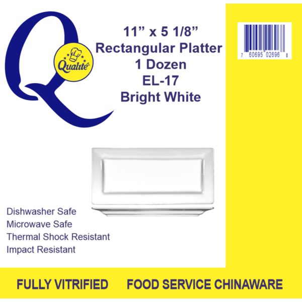 Qualite - 11"X5" White Rectangular Platter - 1 Dz