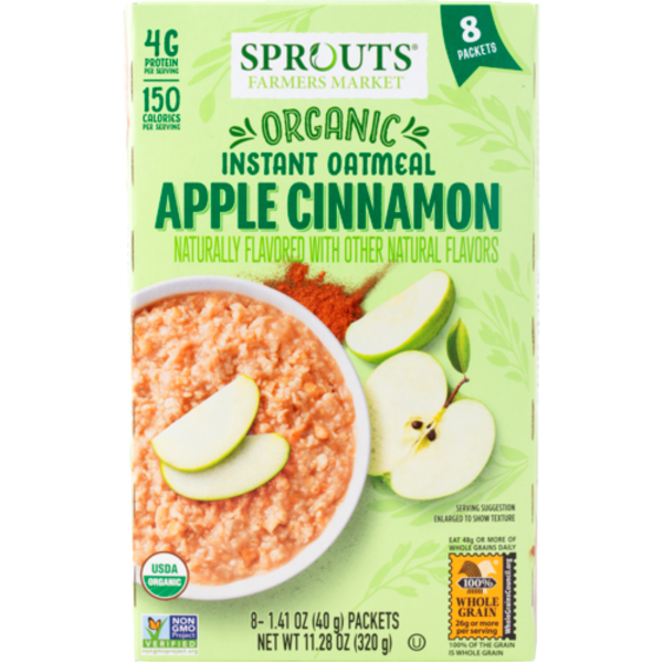 Sprouts Organic Apple Cinnamon Instant Oatmeal 8 Pack
