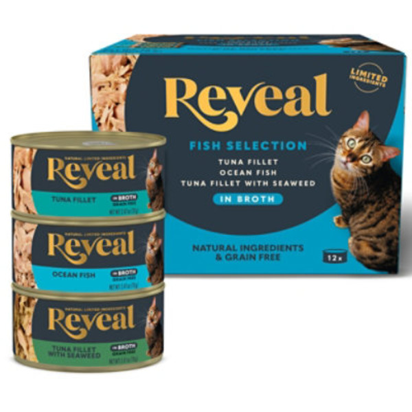 Reveal Natural Wet Cat Food, Fish, Variety Pack Broth