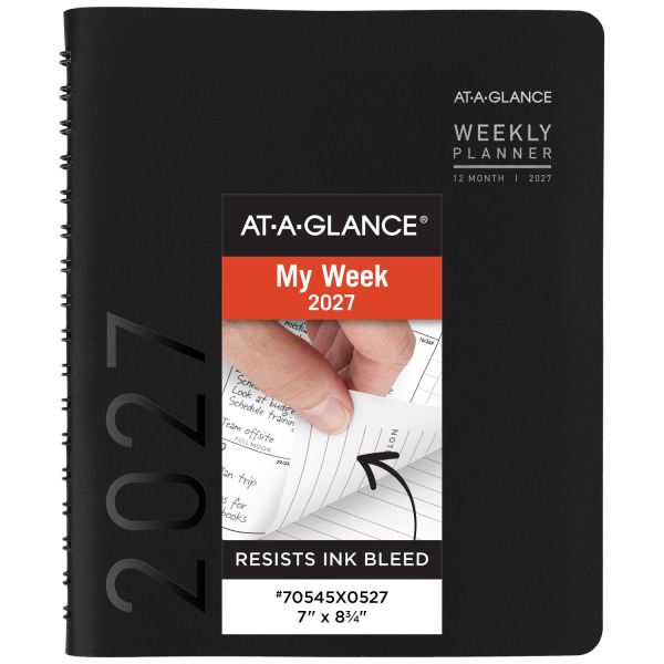 AT-A-GLANCE 2027 Contemporary Weekly/Monthly Planner, 7 x 8 3/4 in - Black