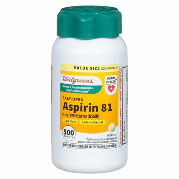 Walgreens Walgreens 81mg Aspirin EntericCoated Pain Reliever Tablets SameDay Delivery Instacart