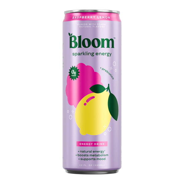 Bloom Nutrition Carbonated Raspberry Lemon Sparkling Energy Drink