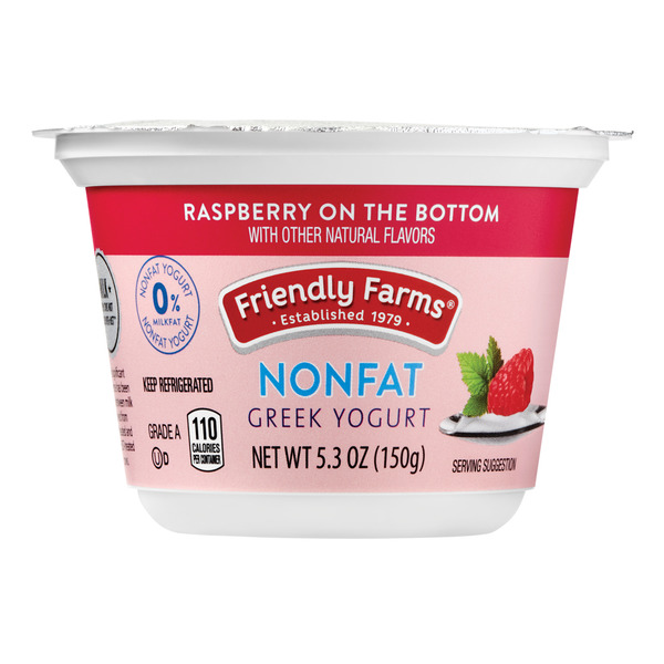 Friendly Farms Nonfat Raspberry on the Bottom Greek Yogurt SS Same