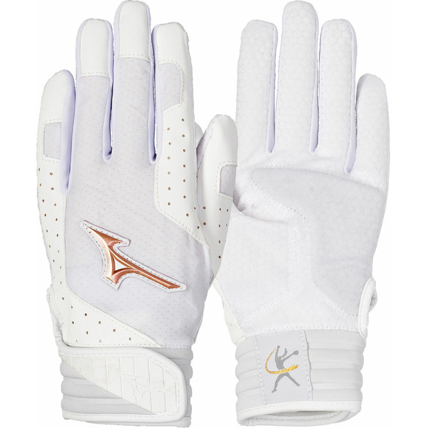 Mizuno Girls' Jennie Finch Softball Batting Gloves - White - M