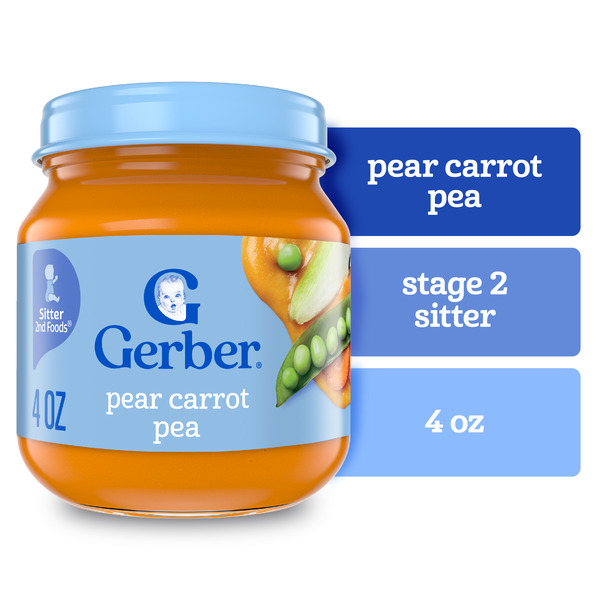 Gerber Stage Baby Food Pear Carrot Pea Jar Fruit Veggie