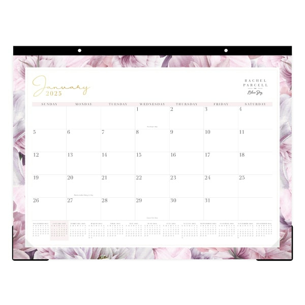 Global Printed 2025 Professional Desk Calendar | 22x17 Inch Monthly Calendar Runs June 2024 To Dec 2025 (Black)