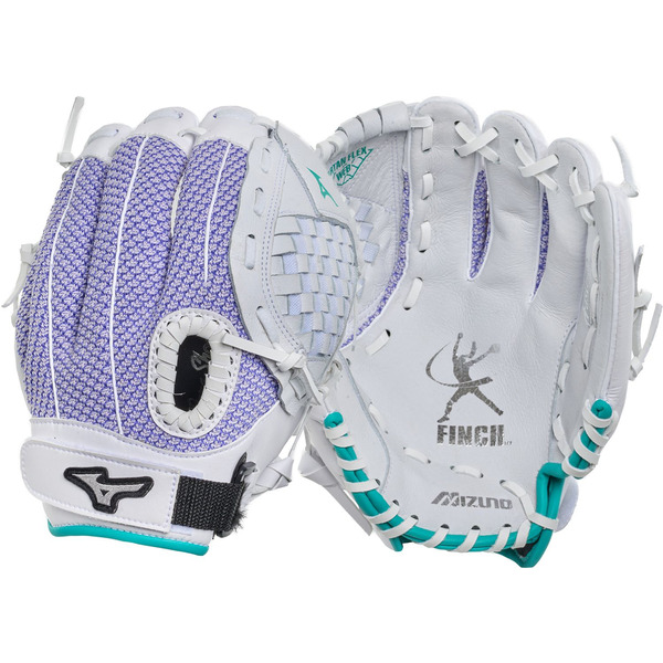 Mizuno Girls' Finch Prospect Series Softball Glove, 11.5 Inch, Right Hand Throw - White/Purple