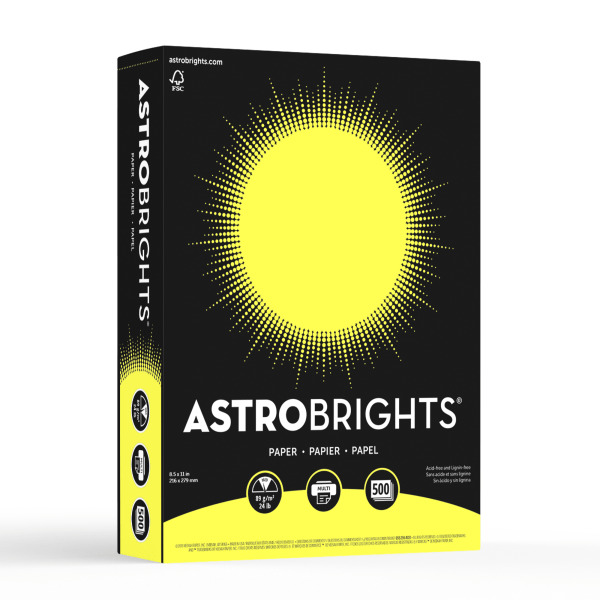 Astrobrights 24 Pound Color Paper - Lift Off Lemon - 8.5" x 11"