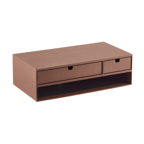 Bigso Box Of Sweden Ted Leather Monitor Stand, 19-1/16 x 10-1/4 x 5-11/16 in - Brown