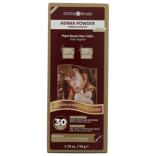 Surya Brasil Organic Swedish Blonde Henna Powder Plant Based Hair