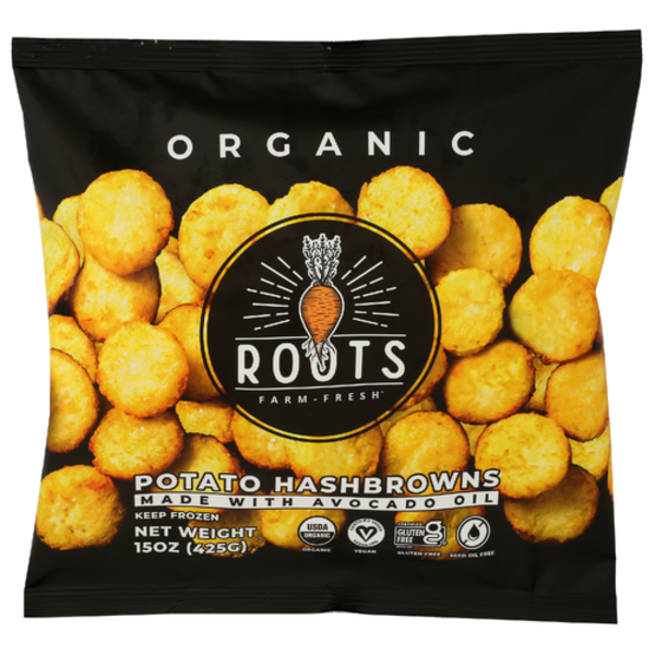 Roots Farm Fresh Organic Potato Hashbrowns Made With Avocado Oil