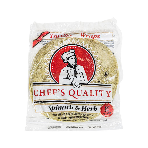 Chef's Quality - 12" Spinach Wraps - 12ct Pack
