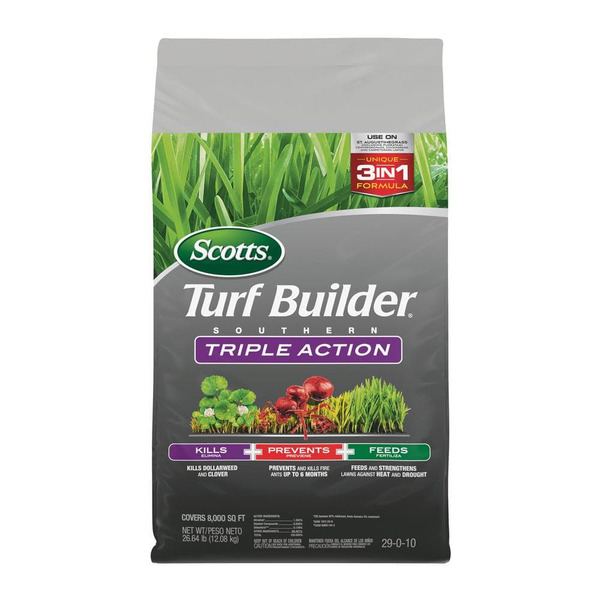 Scotts Turf Builder 26.64 Lbs. 8,000 Sq. Ft. Southern Triple Action, Weed Killer, Fire Ant Preventer, Lawn Fertilizer