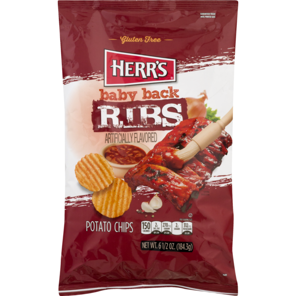 Herr's Potato Chips, Baby Back Ribs, Gluten Free, Bag (6.5 oz) Instacart