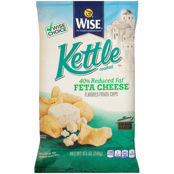 Wise Kettle Cooked 40 Reduced Fat Feta Cheese Flavored Potato Chips (8