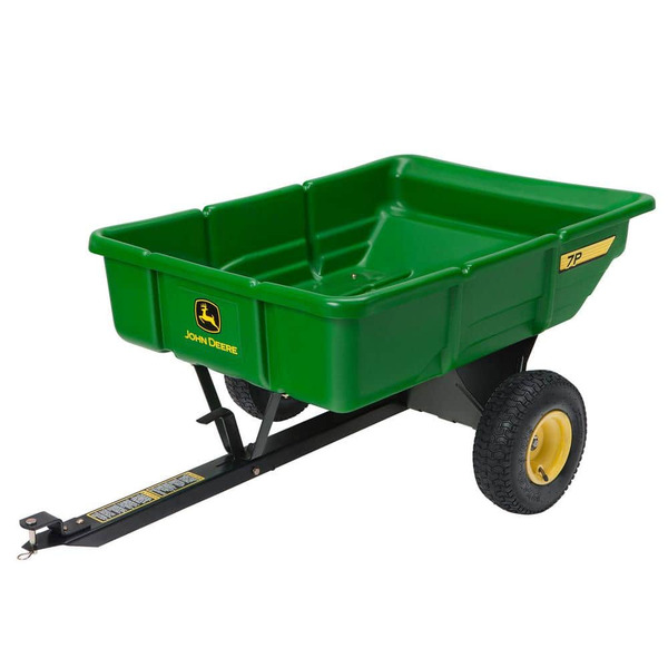 John Deere 450 Lb. 7 Cu. Ft. Tow Behind Poly Utility Cart Dump Trailer With Universal Hitch