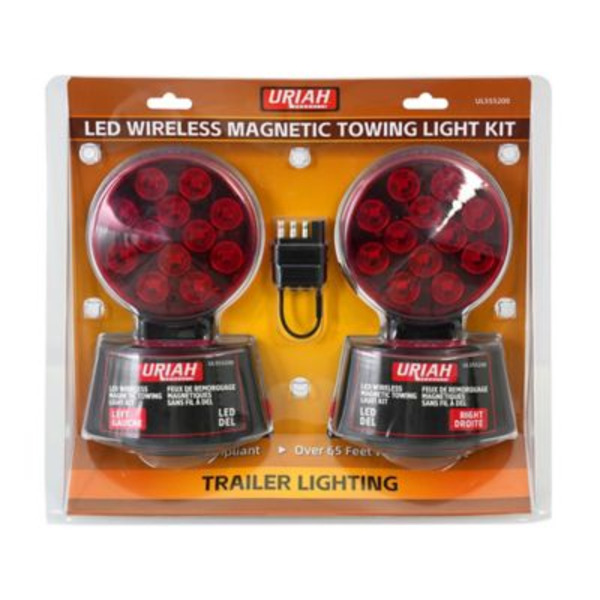Uriah Products 12 V Round LED Wireless Magnetic Towing Light Kit