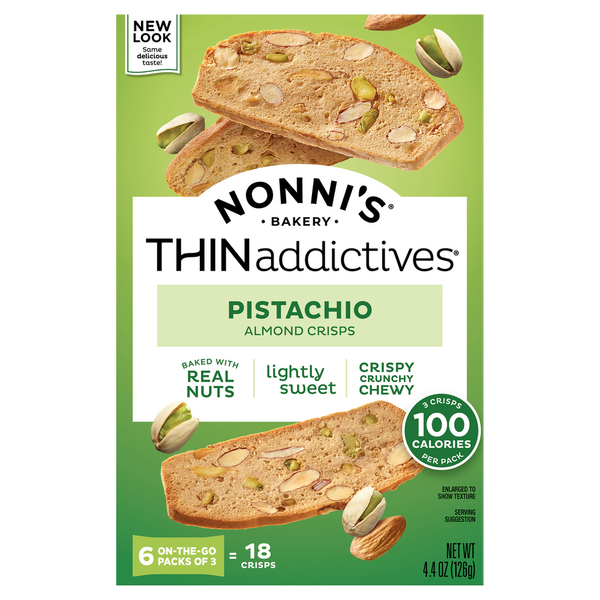 Nonni's Almond Crisps, Lightly Sweet, Pistachio