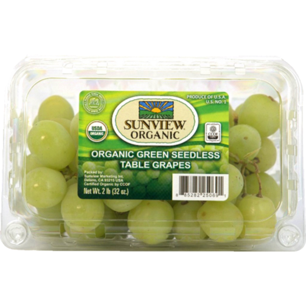 Organic Premium Green Seedless Grapes Clamshell