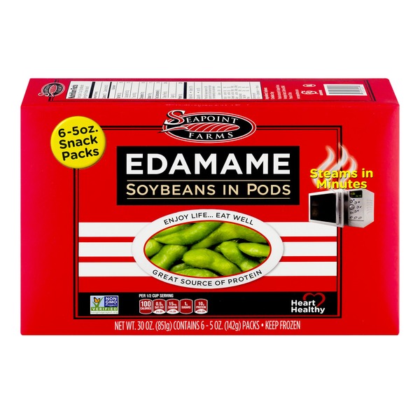 Seapoint Farms Edamame Soybeans in Pods Snack Packs 6 CT (30 oz) from