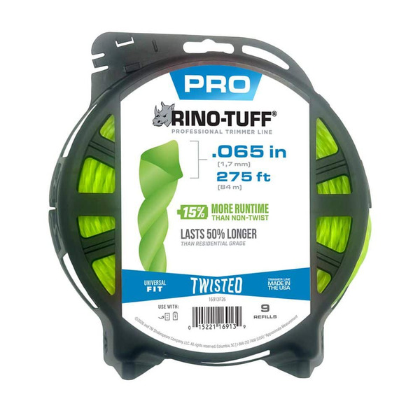 Rino-tuff Universal Fit .065 In. X 275 Ft. Pro Twisted Replacement Line For Corded And Cordless String Grass Trimmer/lawn Edger