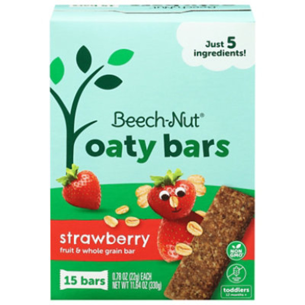 Beech-Nut Oaty Bars with Fruit & Whole Grain Strawberry Toddler Snack Bar, 15 Bars
