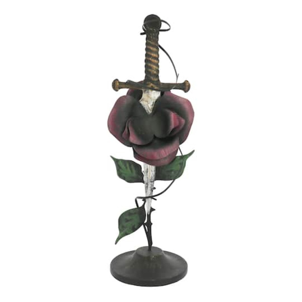 Ashland Dark Sword-Pierced Rose Metal Tabletop Accent