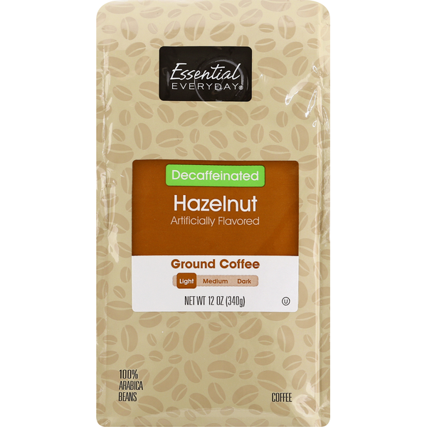 Essential Everyday Coffee, Ground, Light, Hazelnut, Decaffeinated (12