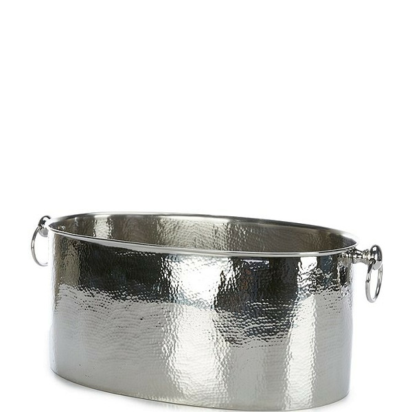 Southern Living Stainless Steel Hammered Oval Party Tub