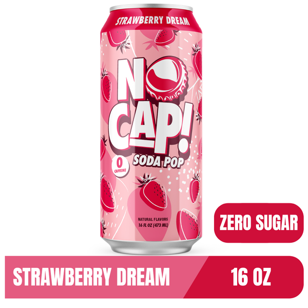 NO CAP! Soda Pop Strawberry Dream Soda, Zero Sugar Same-Day