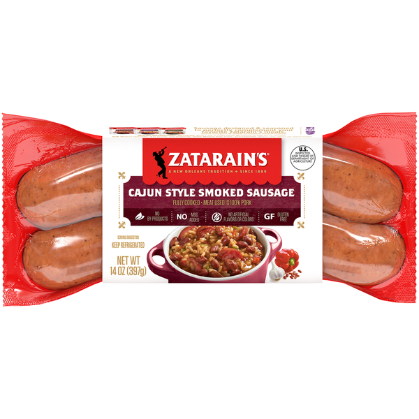 Zatarain's Our Cajun Style Smoked Sausage is made with 100% pork