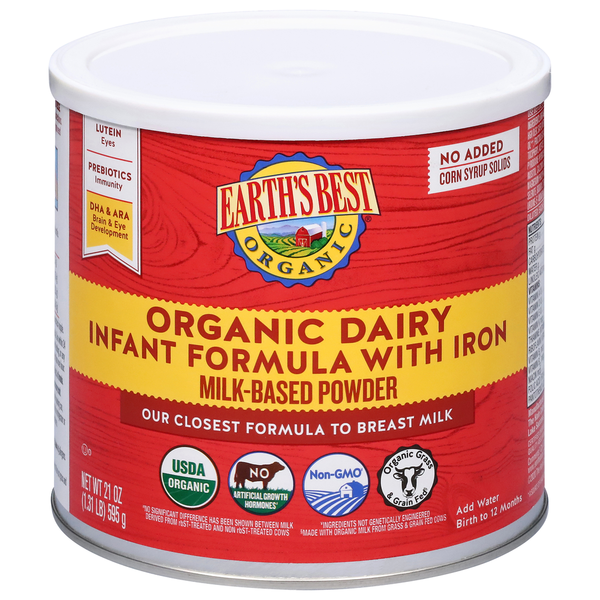 Earth's Best Organic Dairy Milk-Based Powder Infant Formula with Iron