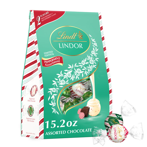Lindt Lindor Holiday Assorted Peppermint Chocolate Candy Truffles