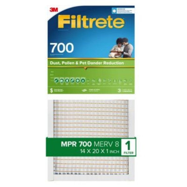 Filtrete MPR 700 Dust, Pollen & Pet Dander Reduction Air Filter, 14 in. x 20 in. x 1 in.