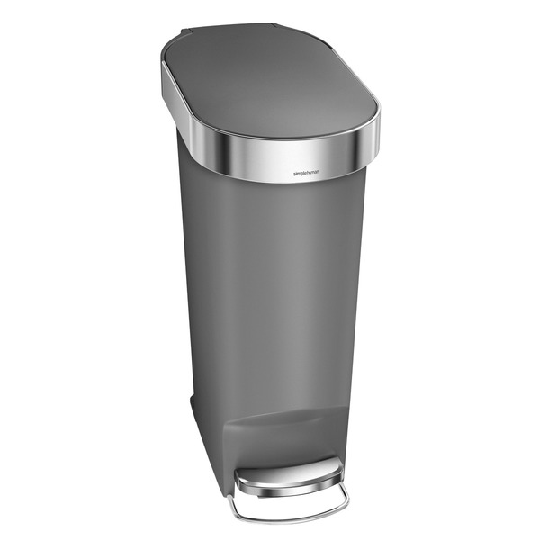 simplehuman Grey Slim Plastic Step Can