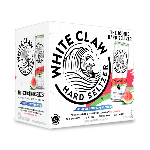 White Claw Hard Seltzer Watermelon, 6 Pack, 12 fl oz Cans, 5% ABV
