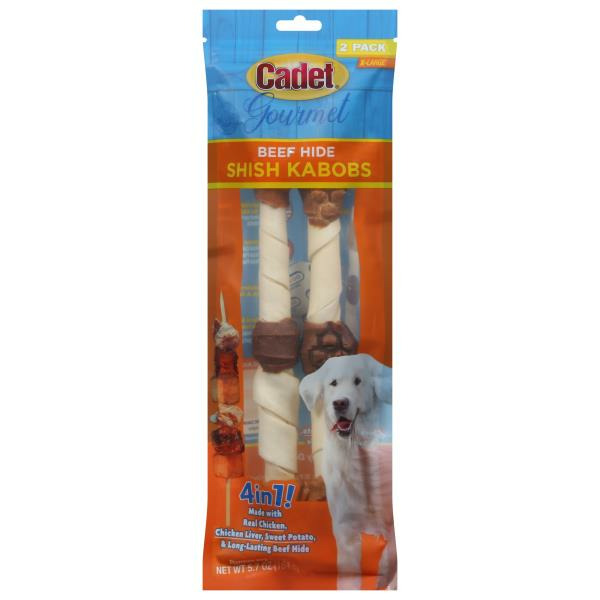 Publix Cadet Dog Treats, Premium, Shish Kabobs, Gourmet, Beef Hide, 4