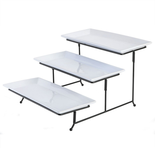 Gibson 3-Tier Serving Stand with Plates, 8-1/2 x 4 x 12-1/2 in - White