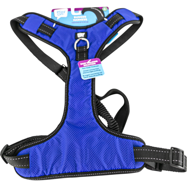 Play On Bungee Dog Harness, Large - Blue