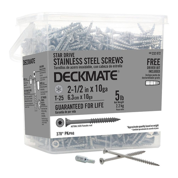 Deckmate #10 X 2-1/2 In. Torx Flat-head 305-stainless Steel Wood Deck Screws (5 Lbs. / 378-piece)