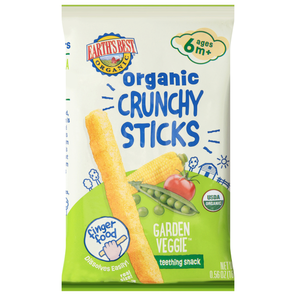 Earth's Best Teething Snack, Garden Veggie, Crunchy Sticks, Ages 6M+